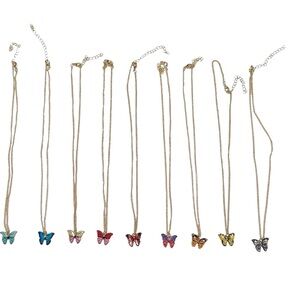 Butterfly Pendant Necklace Gold Tone Chain Y2K Aesthetic Jewelry